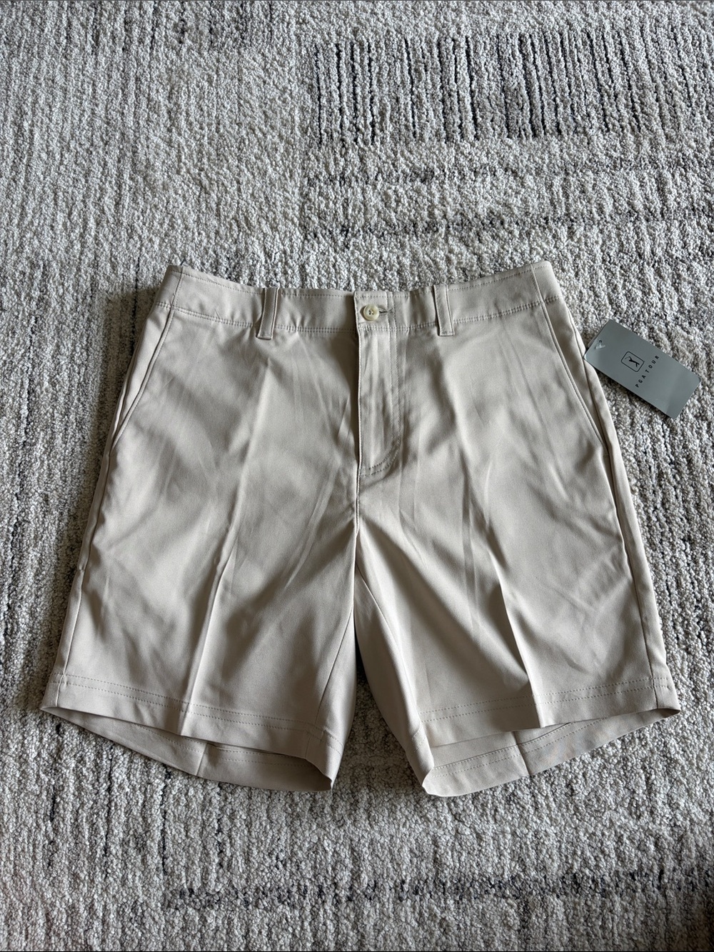 PGA Tour Men's Flat-Front Khaki Golf Shorts